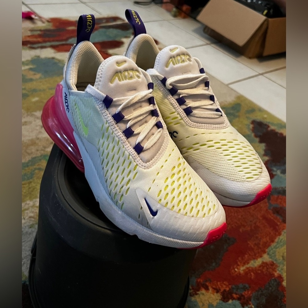 2021 Womens Nike Air Max 270 White Pink Blast Volt